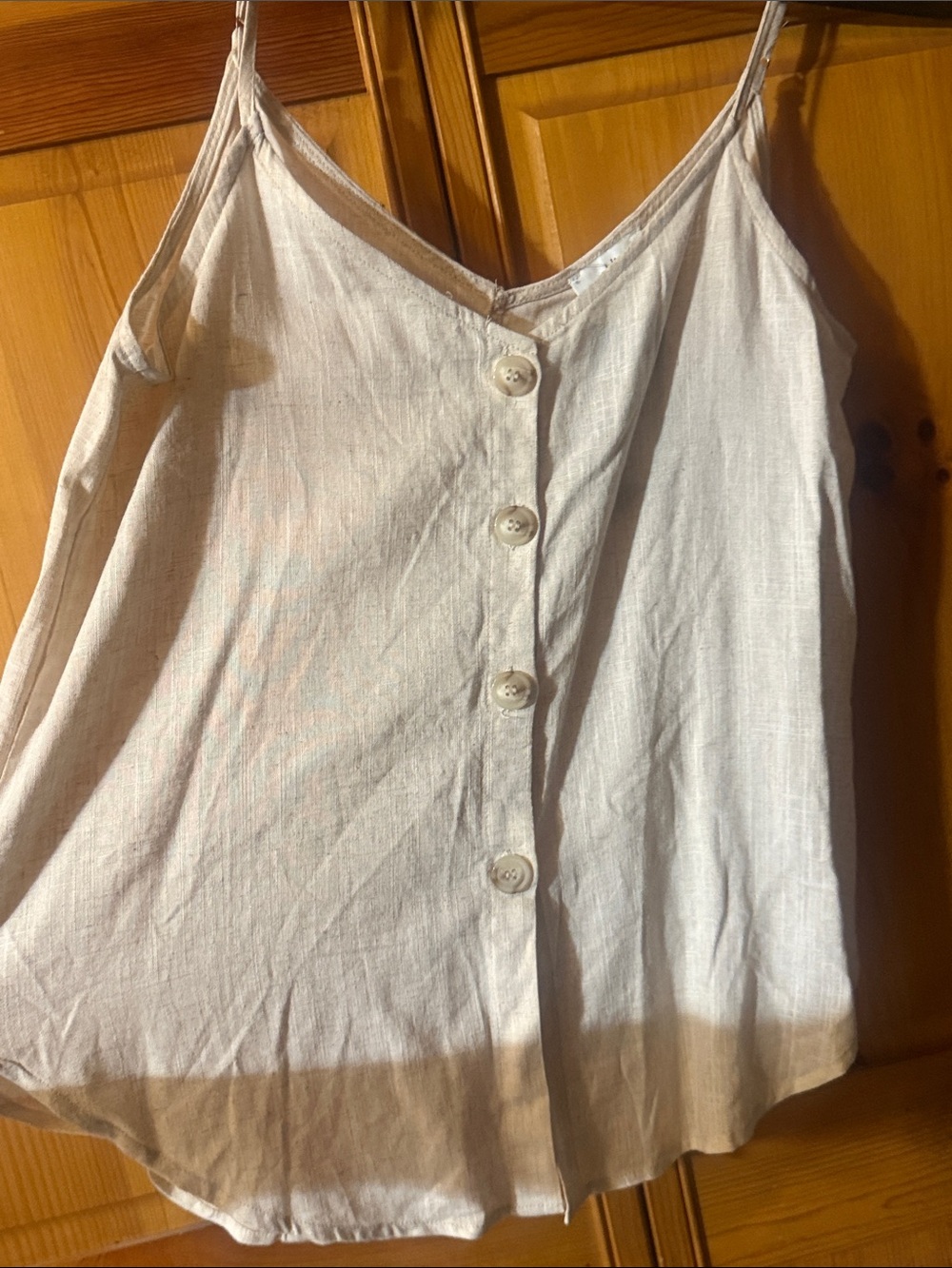 Light Cream Button-Front Spaghetti Strap Cami